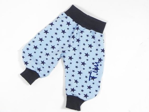 Babyhose Pumphose mit Namen Sterne blau