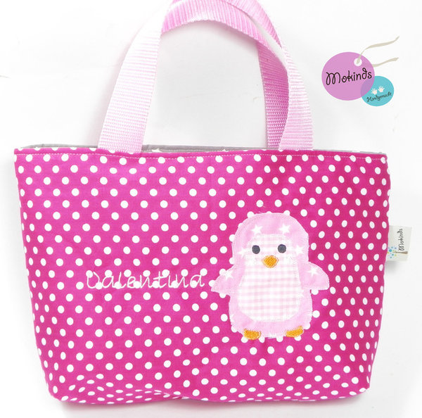 Tasche mit Namen Pinguin pink