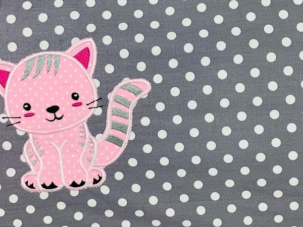 Namenskissen Katze rosa grau  60 x 40
